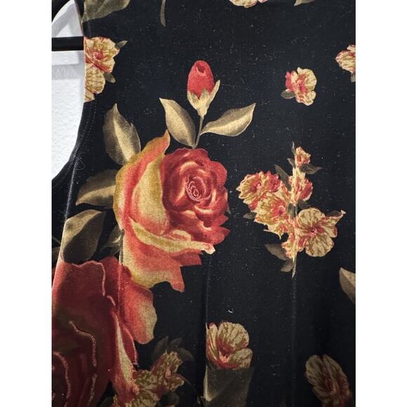 Impressions Lifestyle Size Large Velvet Floral Print Tank Dark Romantic Y2K Look - Picture 6 of 6